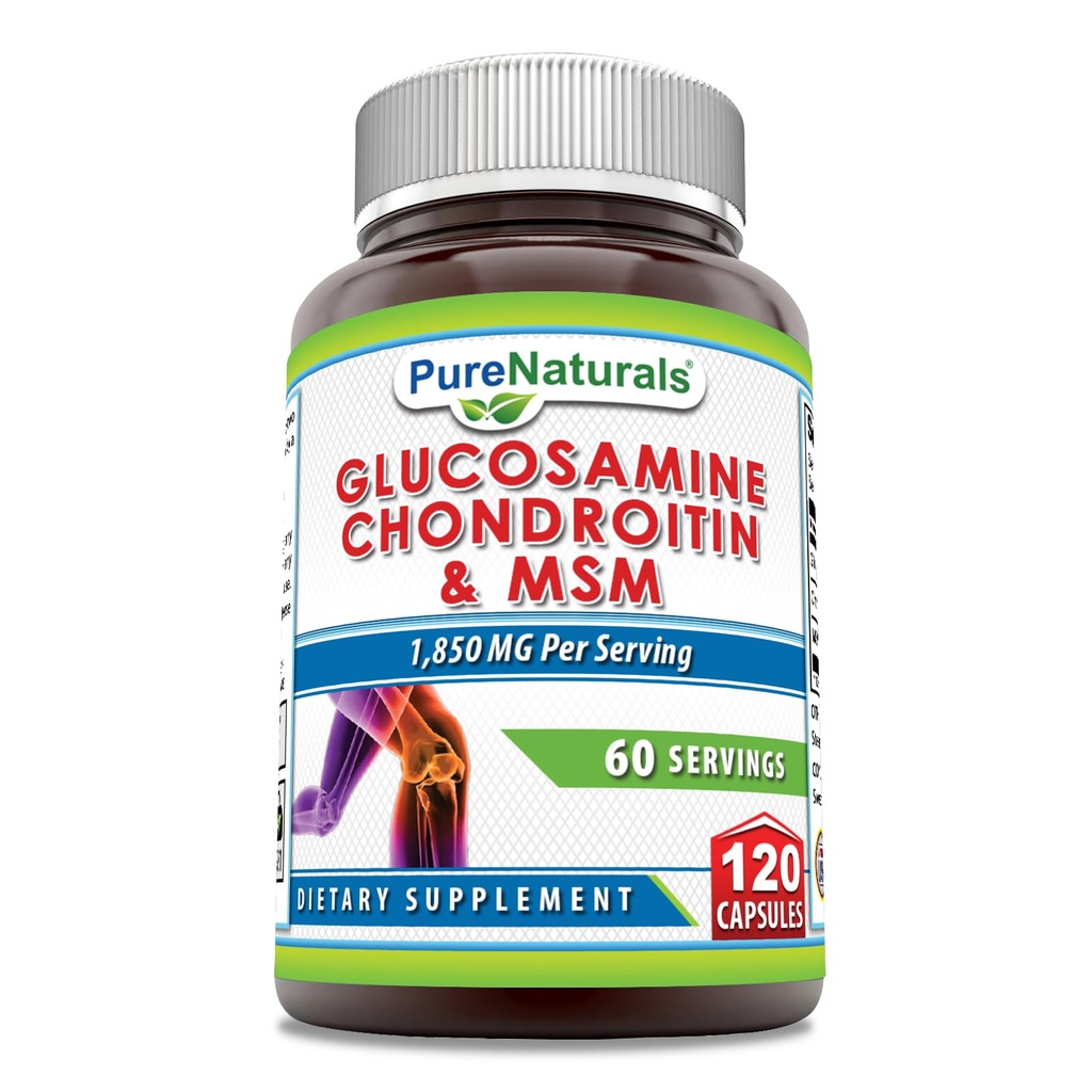 Rena Naturals Glukosamin Chondroitin & MSM Supplement | 1850 Mg per portion | 120 kapslar | Non-GMO | Glutenfri | Tillverkad i USA