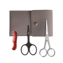 LIVINGO 4,5 tum Beard & Mustache Scissors för Män, Professionell Rounded Tip Safety Sharp Stainless Steel Small Beauty Facial Nose Hair Trimming Shears Kit med Mini Comb och Leather Case