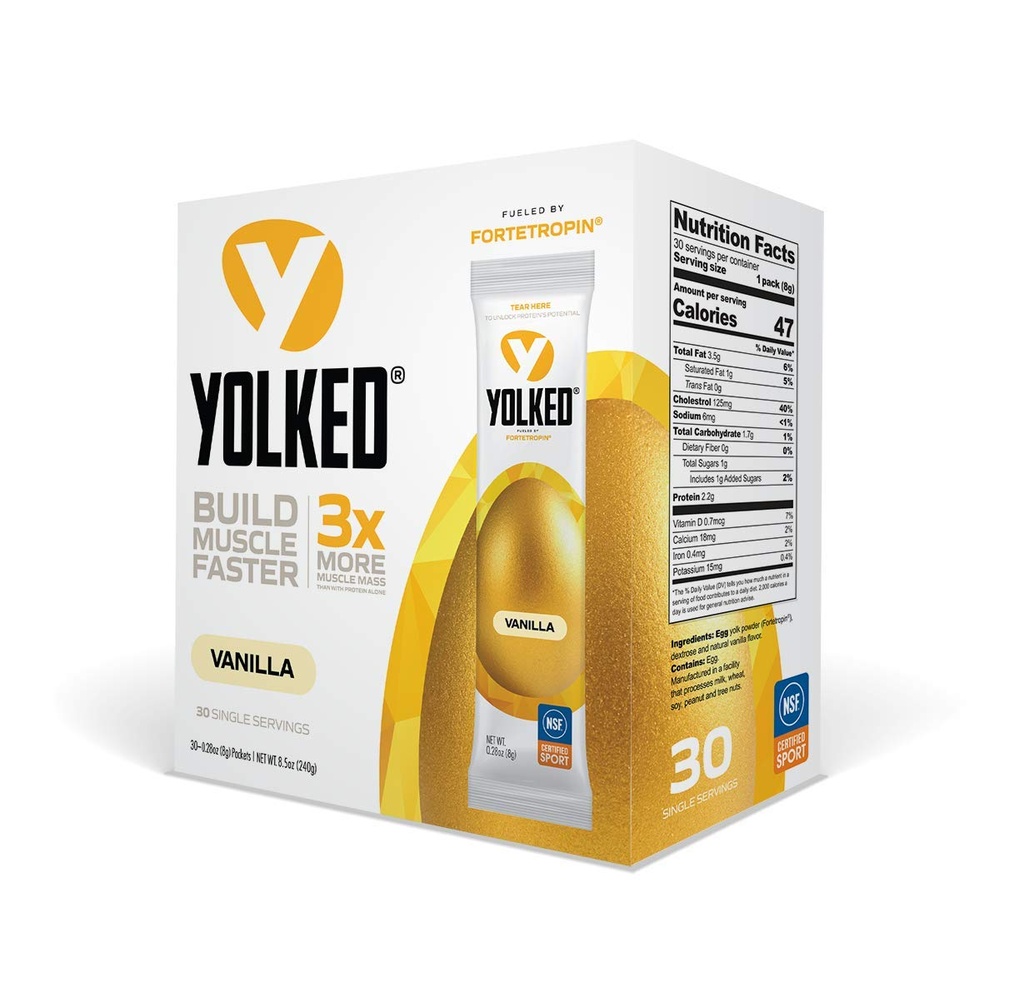 YOLKED - NSF-Certified Muscle Building Supplement - Hjälp till att öka Lean Muscle, minska muskelförlust och förbättra återhämtningen med Fortetropin, 30 portioner