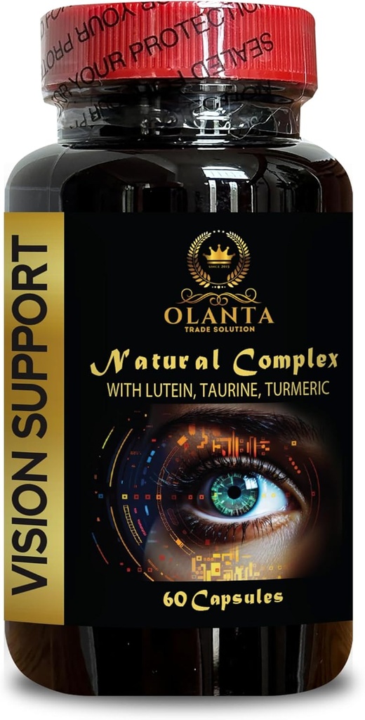luteinkomplex - VISION SUPPORT NATURAL COMPLEX - vision kompletterar organiskt, Eye Vitamin & Mineral Supplement, taurin kompletterar människor, mjölk tistel extrakt - 1 flaska 60 kapslar