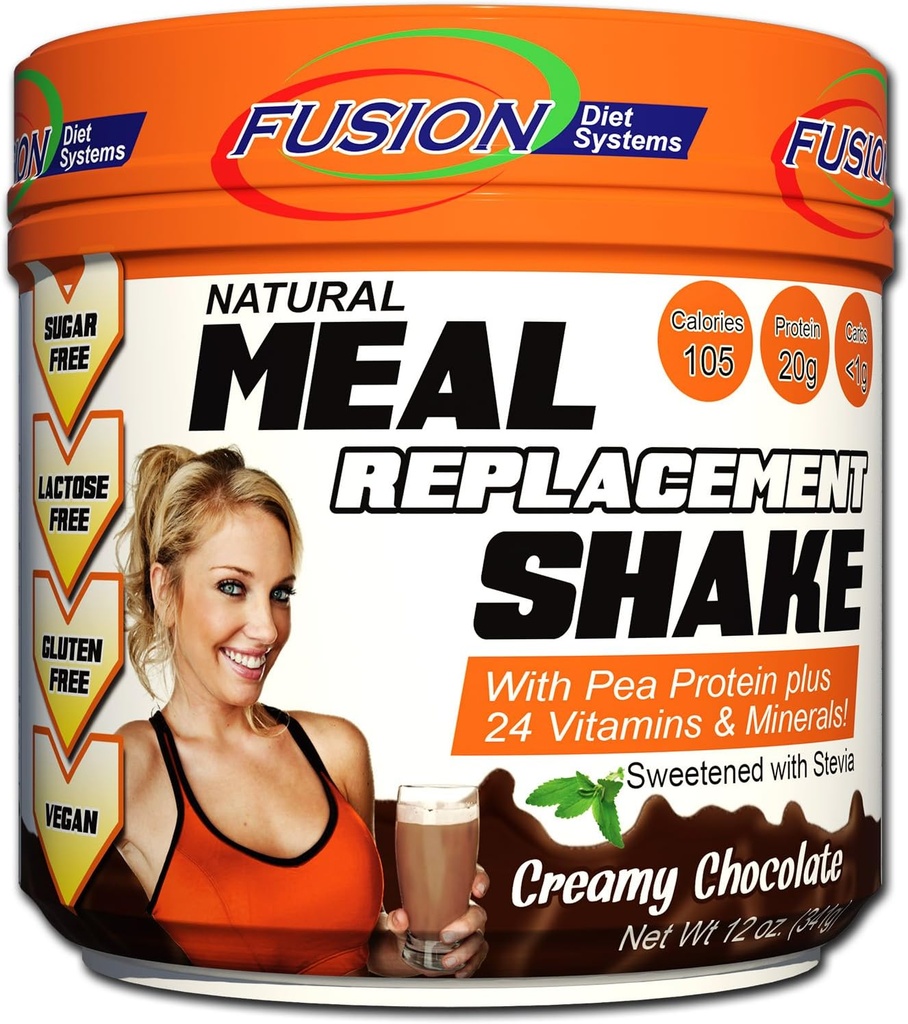 Fusion Plant Based Vegan Meal Replacement Protein Powder - Creamy Chocolate Flavor, Best Pure Raw Complete Sports Performance Shake, Gluten-Free, Sugar-Free, 10 Servings, av Fusion Diet Systems