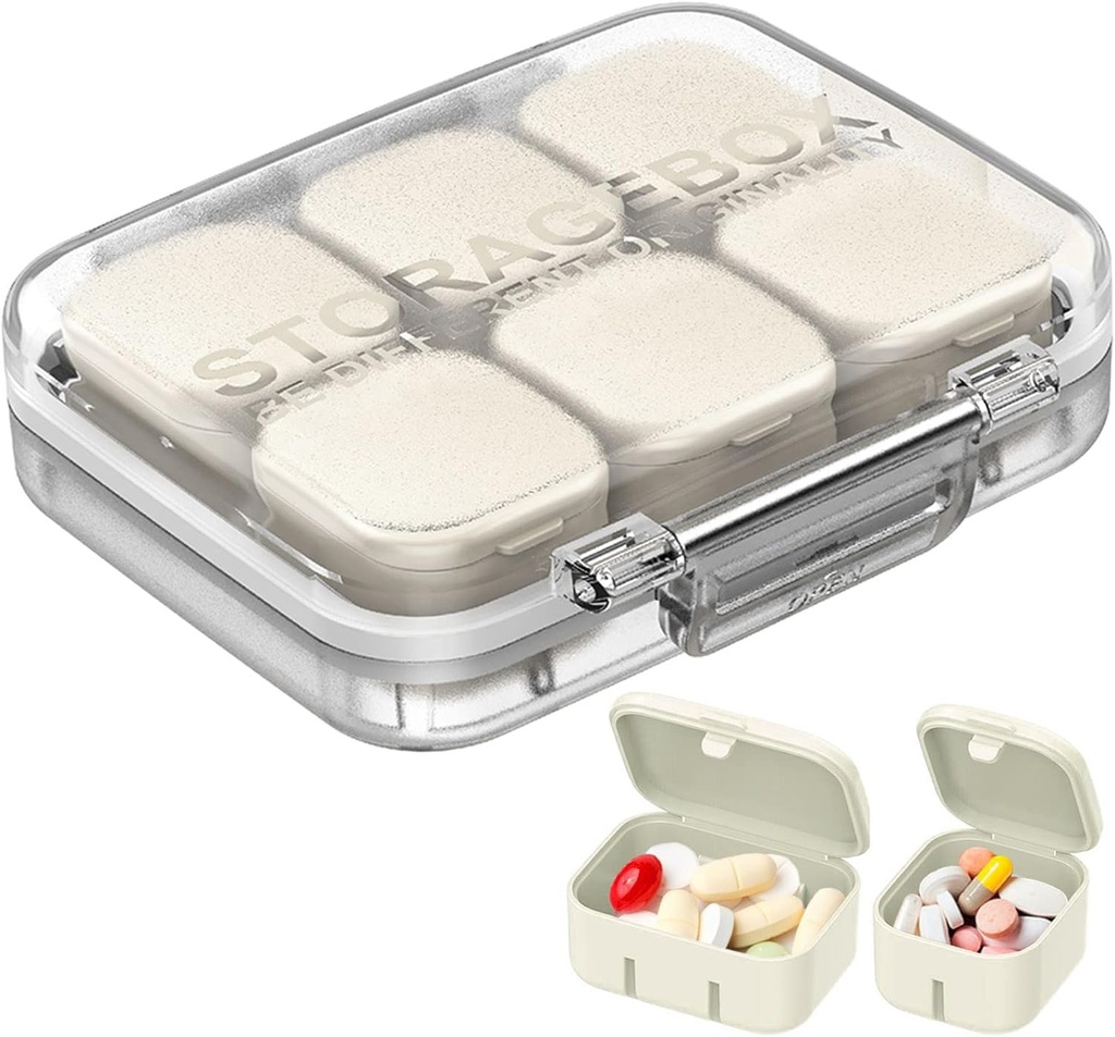 Pill Organizer SOFISO 4/6 Grid Free Assembly Travel Medicine Organizer 10 Day Pill Organizer Portable Pill Box Waterproof Pill Case Daily Medication Carry Case för vitaminer, fiskoljor, tillägg