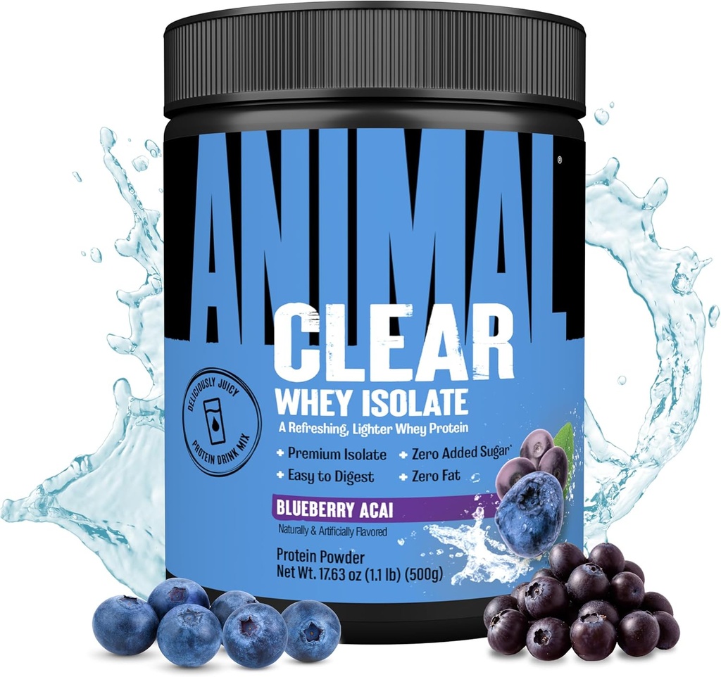 Clear Whey Isolate Protein Powder - Lätt att Digest och Mix, 5g BCAA, Deliciously Juicy, Uppfriskande Anytime Drink för män och kvinnor, Blueberry Acai 125g (5 portioner)
