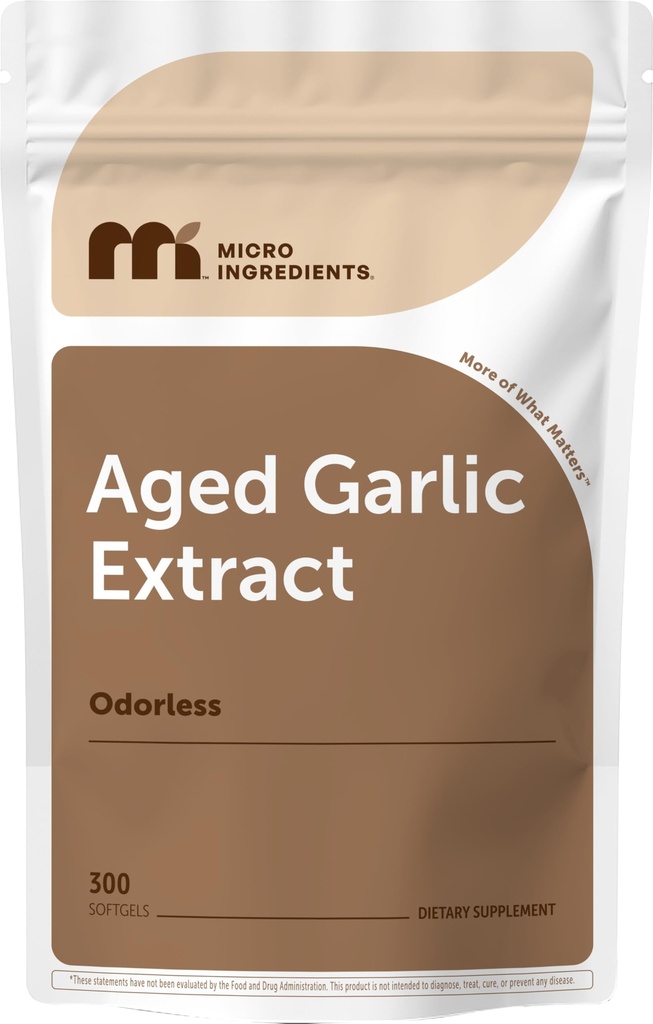 Micro Ingredients Odorless Garlic 7500mg Per Servings, 300 Softgels | 2 Years Aged Garlic Extract, Grown Allium Sativum Bulb | Potent Antioxidant Supplement, Immune Support och Heart Health