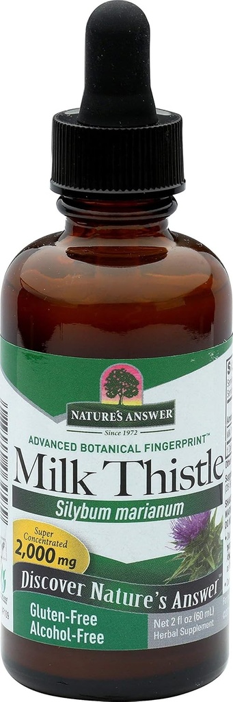 Nature's Answer Milk Thistle Extract | Främjar hälsosamt leverfunktion | Rena och Detox Supplement | Non-GMO, Kosher Certified & Gluten-Free 1oz (2 pack)