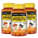 MASON NATURAL Healthy Kids Probiotic med fiber - Hälsosam matsmältningsfunktion, förbättrad tarmhälsa, 60 Chewables (Pack of 3)