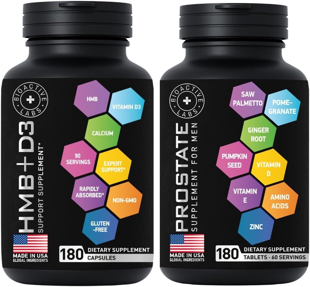 Avancerade HMB Plus Vitamin D3 och Prostate Supplements för Män Bundle