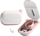 MURRI & MURRDI Small Pill Cutter och Organizer för små eller stora piller, bärbar medicin Cutter för Pocket Purse, Pill Holder Cutter för vitaminer, tabletter, mediciner, rosa