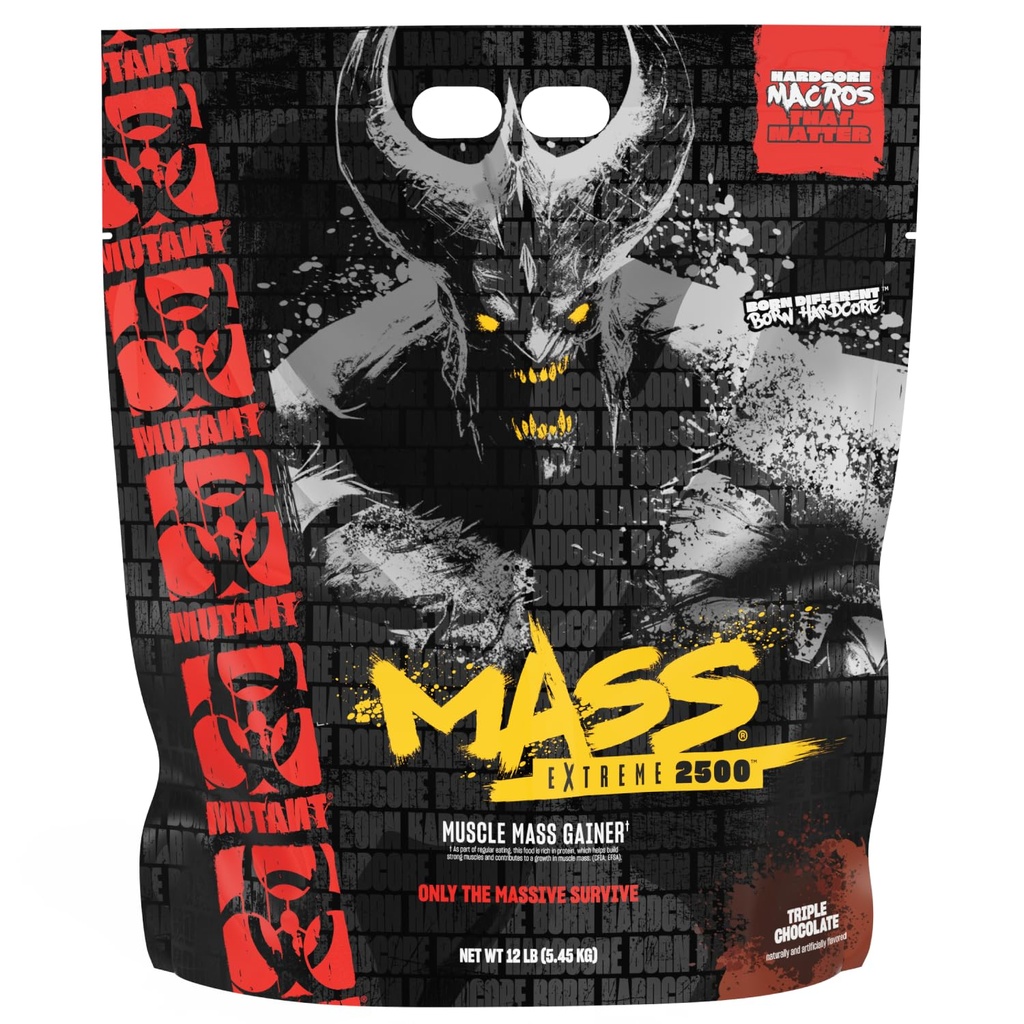 Mutant Mass Extreme Gainer - Whey Protein Powder - Bygg muskelstorlek och styrka - Hög Density Clean Calories (Triple Chocolate, 12 lbs)