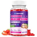 Magnesium Gummies för barn - Magnesium Glycinate Gummies med vitamin D3, B6, Potassium & Ashwagandha, Magnesium för barn & vuxna Relaxation, sömn, hjärna och benhälsa -Vegan Strawberry 60ct