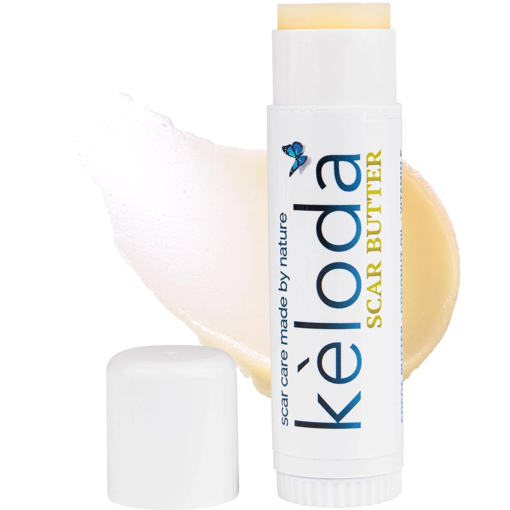 Keloid Scar Care Butter Stick, Scars & Keloids Behandling Balm, för kirurgiska Scars & Keloids från Piercings, Stretch Marks, Acne, Med Anti-Scar Cocoa, Shea Butter, Coconut, & Jojoba Oljor
