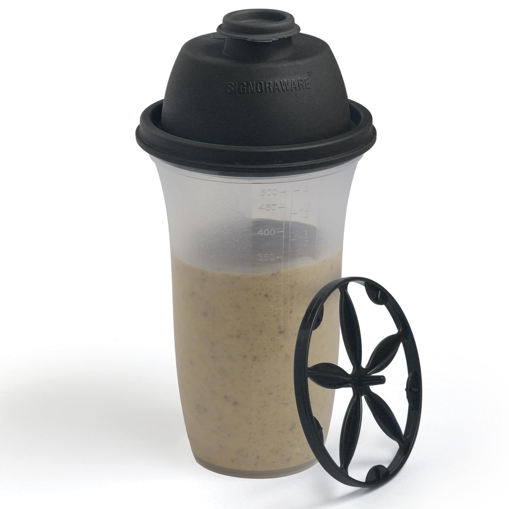 SIGNORA WARE Shaker Bottles | 17-Ounce Plastic Protein Shake Bottle för Meal Replacement Shakes & Smoothies, Beverages, Mixing Salad Dressing & Sauces, Margarita, & More