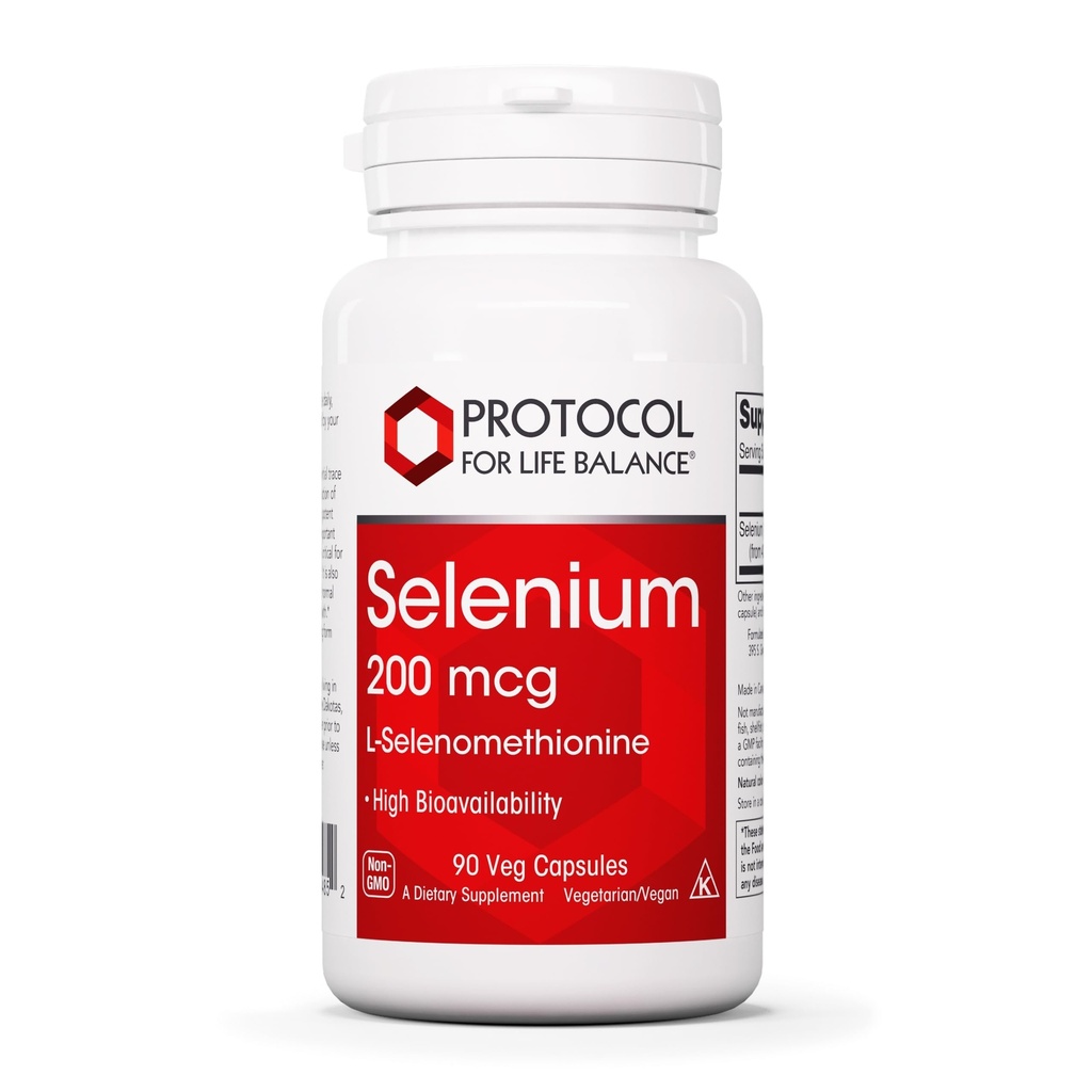 Protokoll Selenium 200mcg - Immune Support, Thyroid & Prostate Health * - Selen Supplements - Vegetarian, Kosher & Halal - 90 Veg Caps