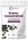 Rent trans-Resveratrolpulver med vitamin E, 5 Ounce, 2 i 1 Formel, Micronized Powder för bättre absorption, Premium Resveratrol Supplement, Super Antioxidant
