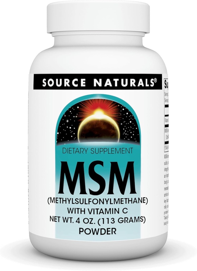 Källa Naturals MSM (Methylsulfonylmetan) med vitamin C - Powder, 4 Ounce