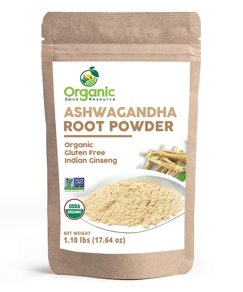 Organisk Ashwagandha Root Powder - 1.10 lbs (17.64 oz) | Återförsäljbar Kraft Bag, icke-GMO, Indian Ginseng, Withania Somnifera -100% Raw från Indien, av SHOPOSR