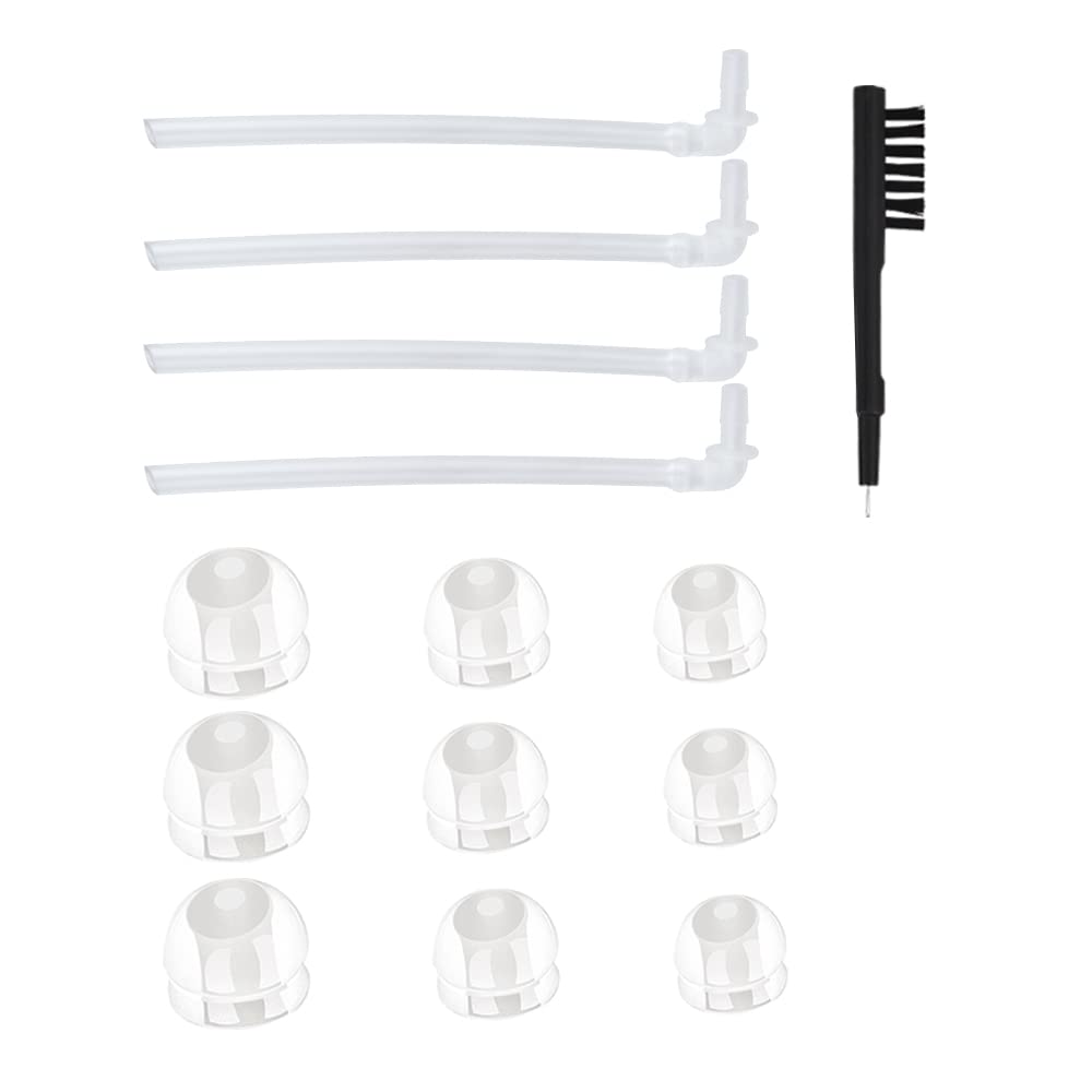 Universal BTE Hearing Aid Eartips Domes Set - Inkluderar 9 Single-Layer Ear Plugs, 4 Resound Tubes och 1 Cleaning Brush