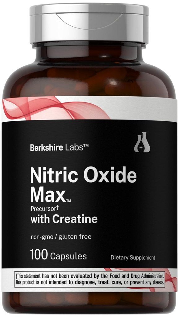 Horbäach Nitric Oxide Supplement with Creatine | 100 Capsules | L Citrulline, L Arginine och Creatine Monohydrate | Non-GMO, Gluten Free | Berkshire Labs