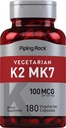 Piping Rock K2 MK7 Vitamin Supplement | 100 mcg | 180 vegetariska kapslar | för kvinnor och män | Non-GMO, Gluten Free