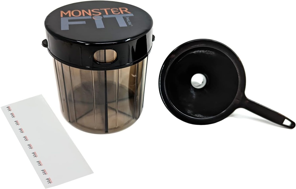 Monster Fit Supplement Medication Pill Dispenser med fyllning av bränsle och etiketter, extra stora piller Container Handles nästan alla tillägg (Monster med bränsle)