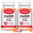 2 Pack CoQ10 Gummies, 5X bättre Absorption Coenzyme Q10 för cellulär energi och antioxidantstöd, 120 persika Gummies