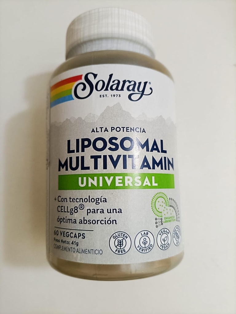 SOLARAY Liposomal Multivitamin for Men & Women, High Potency, Enhanced Absorption Vitamin C, Vitamin D, Biotin, Methyl B-12, Odor Neutral & Gentle Digestion, 30 Servings, 60 VegCaps