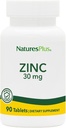 NaturesPlus Zink tabletter - 30 mg, 90 vegetariska tabletter - Immunsystem Supplement för cellulär tillväxt och reparation - främjar hälsosam matsmältning, metabolism och vision - Glutenfri - 90 portioner