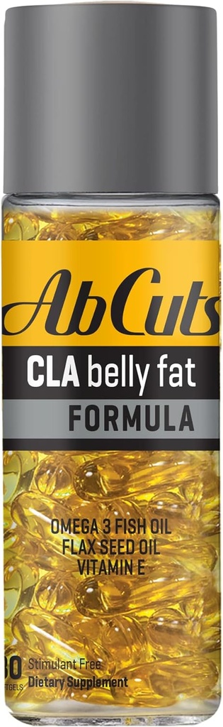 Ab skär CLA Belly Fat Formel - 80 Easy-to-Swallow Softgels - Omega 3 Fish Oil, Flaxseed Oil och Vitamin E - Hjälper till att öka antioxidant Supply och hälsosam kroppssammansättning