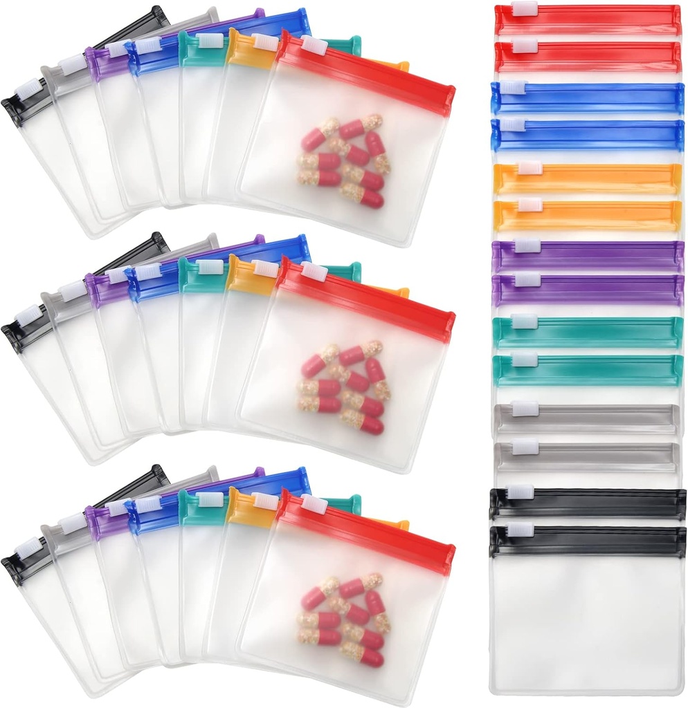 35 & 70 Pieces Pill Pouch Bags Zippered, Anglecai Reusable Pill Pouch för Medicine Bags Portable Self Sealing Travel Medicine Packets med Slide Lock Drug Baggies (35)