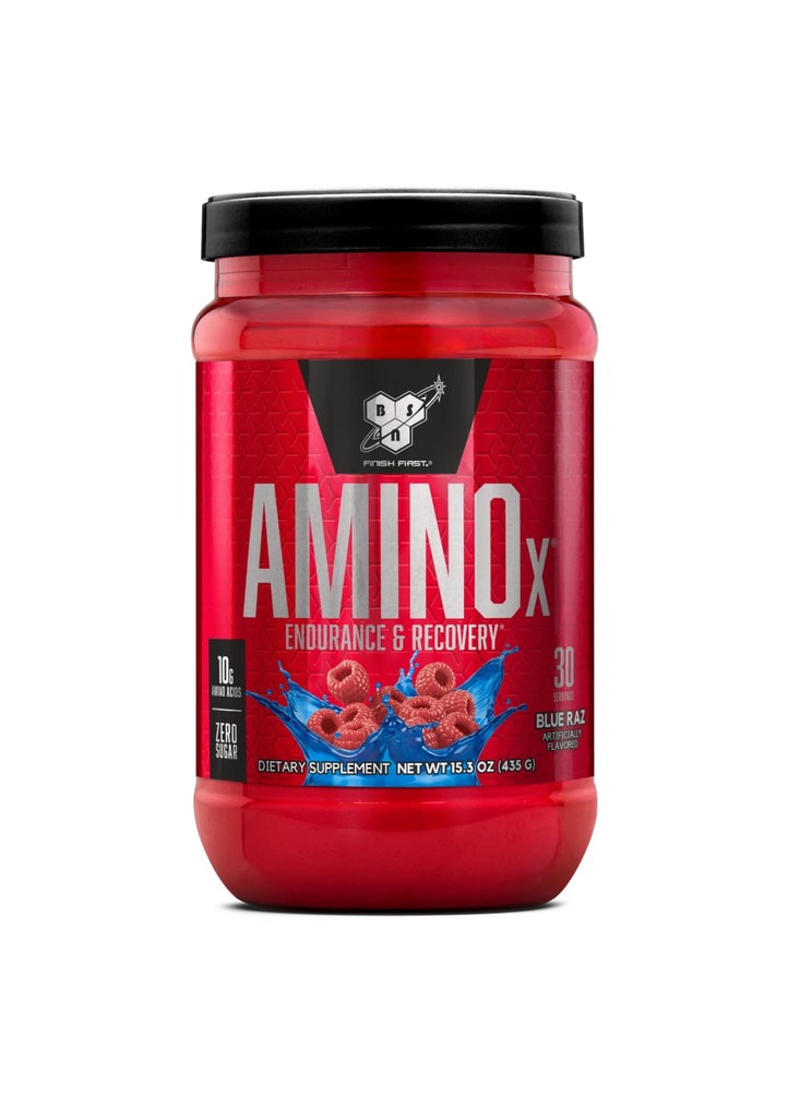BSN Amino X Muscle Recovery & Endurance Powder med BCAAs, 10 Grams of Amino Acids, Keto Friendly, Caffeine Free, Support Endurance, Zero Sugar, Blue Raz, 30 portioner (Packaging May Vary)