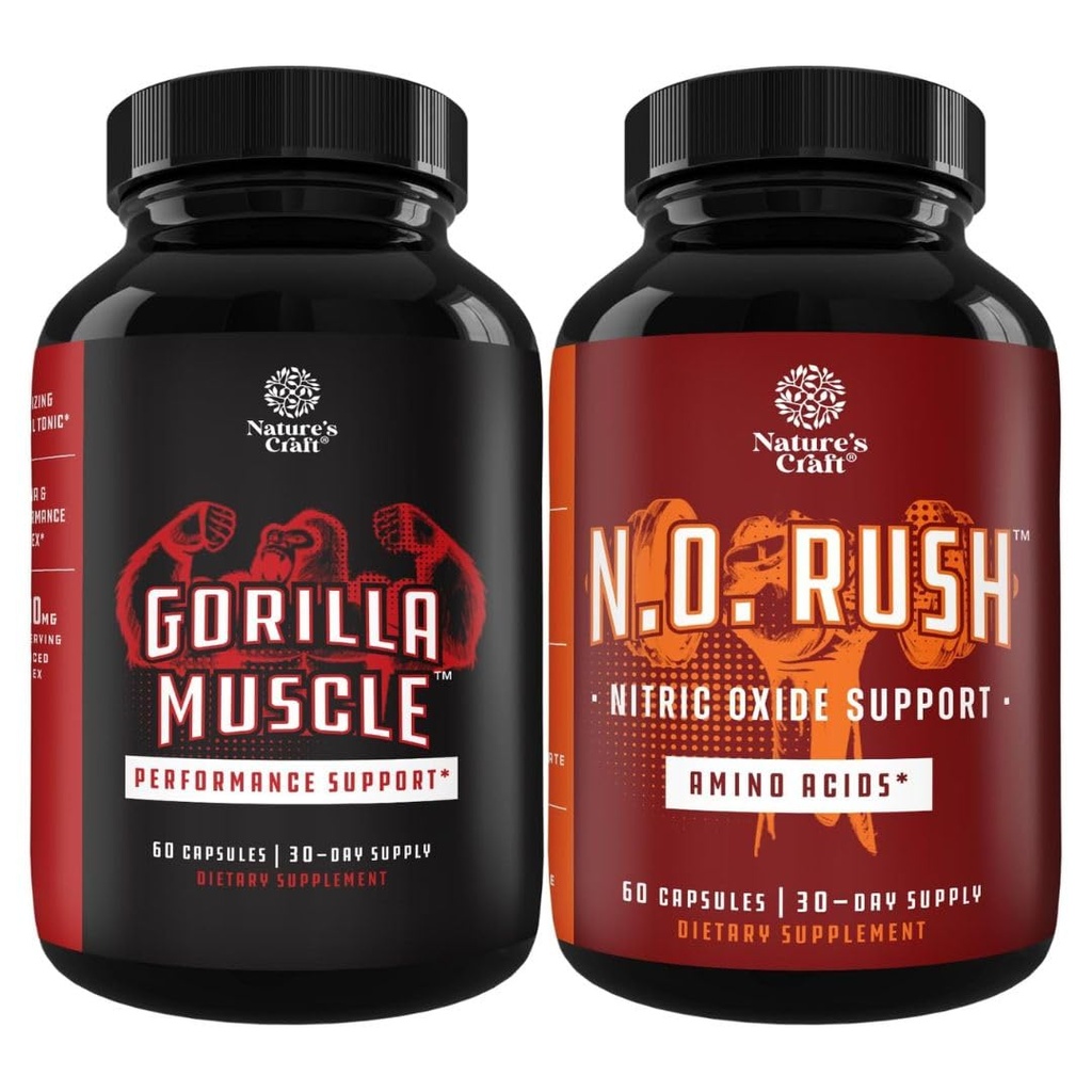 Bundle of Extra Strength Testosteron Booster med Horny Goat Weed Maca Root Tongkat Ali & Saw Palmetto Extract & Nitric Oxide Pills för Män med L-Arginine L-Citrulline Aminosyror för muskeltillväxt