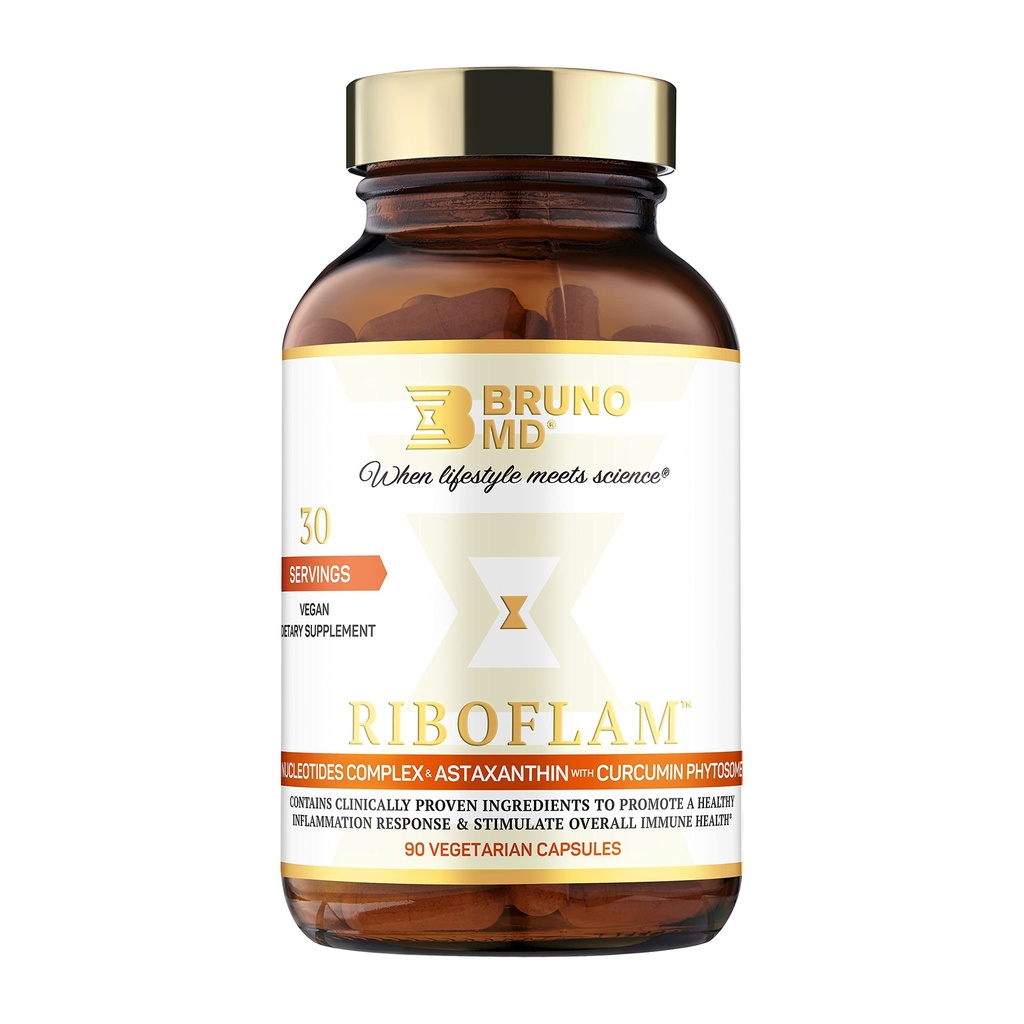 Riboflam, kliniskt beprövade immunförsvarsingredienser, hälsosamt inflammatoriskt svar, Curcumin Phytosome, Nucleotides, 100% Vegan