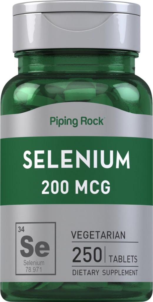 Piping Rock Selenium 200mcg | 250 tabletter | Vegetarisk, icke-GMO och Glutenfri försörjning
