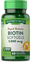 Naturens Sanning Biotin 5000mcg | 60 mjukgels | Icke-GMO & Gluten fri tillägg för män och kvinnor