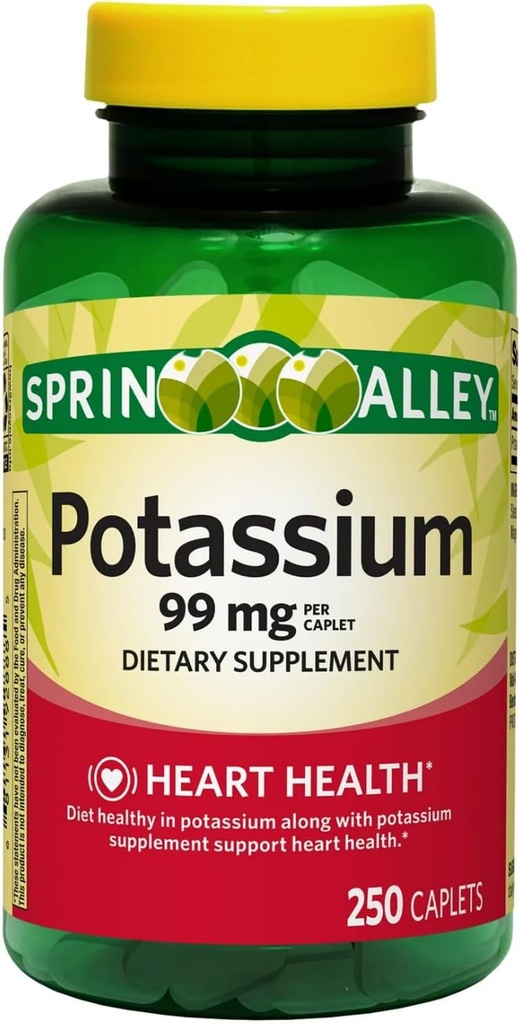 Kaliumhjärthälsotillskott Caplets, 99 mg, 250 greve (Pack av 1)
