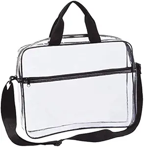 Clear Portfolio Briefcase Messenger Bag med Handles Work Document Storage Holder Transparent Travel File Organizer med Front Zipper Pouch & Pen Pocket på sidan