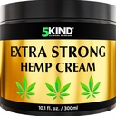 5kind Extra Strong Hemp Cream 10.1 fl oz - Maximal styrka - Naturlig lugnande lättnad Joint Cream - Muscle Rub för lägre rygg, gemensamma, hals, knän och axlar