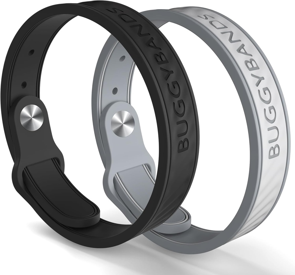 Mosquito Repellent Armband, 2 Pack Silicone Mosquito Repellent band med DEET Free, Natural & Waterproof Bug Wristbands för barn och vuxna, Outdoor Traveling Protection (Black & Grey)