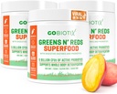 GOBIOTIX Super Greens and Reds Powder - Red and Green Superfood - Probiotisk tillskott - Digestive Enzymes och Beet Root Powder - Organic Whole Foods Dietary Supplement (Mango, 3 Pack)