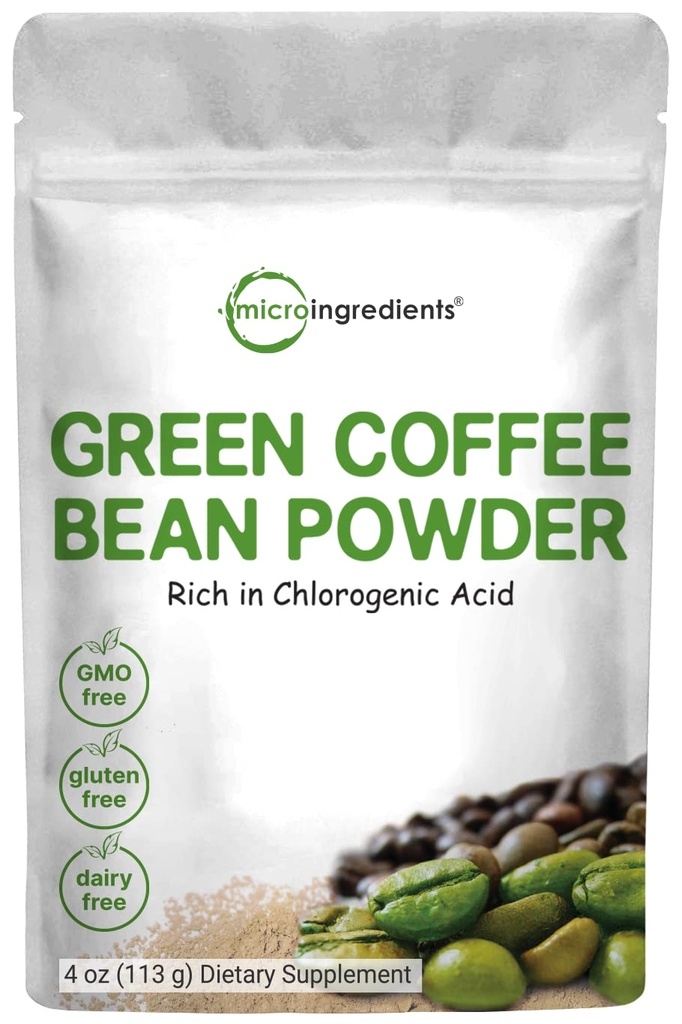 Pure Green Coffee Bean Extract, 4 Ounce, Filler Free med Natural Caffeine, Green Coffee Bean Fat Burn Supplement med 50% klorogensyra, stöder metabolism och vikthantering, Vegan Friendly
