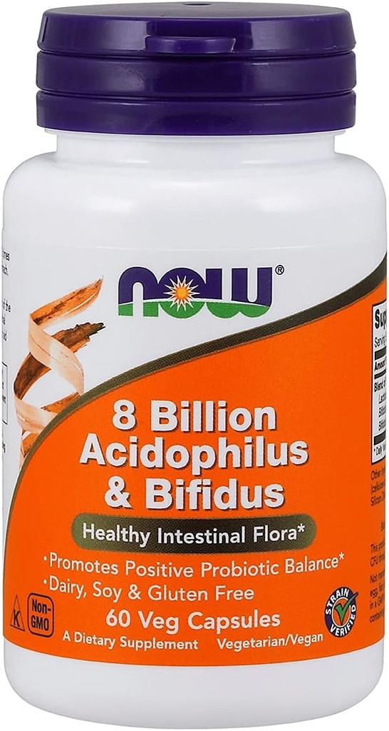 Nu livsmedel Acidophilus & Bifidus 8 miljarder VCaps, 60 ct
