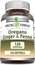 Fantastiska formler Oregano Oil med Ginger & Fennel Supplement | 120 Softgels | Icke-GMO | Gluten-Free | Made in USA