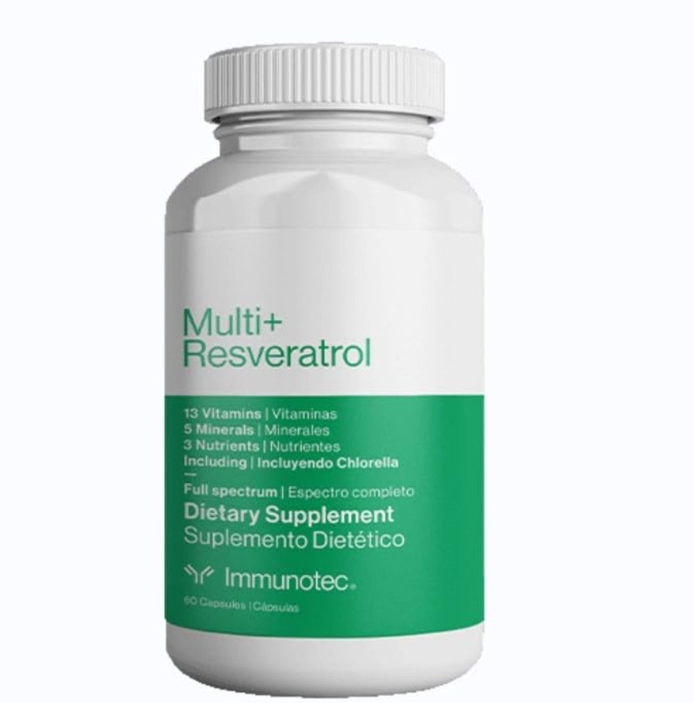 Immunotec - Multi + Resveratrol - Full Spectrum Dietary Supplement - 13 Vitaminer, 5 Mineraler, 3 Näringsämnen med Chlorella