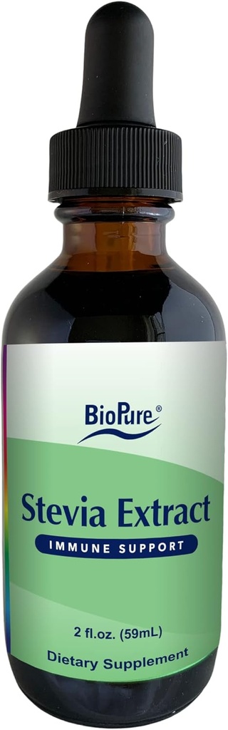 BioPure Stevia Certified Organic Extract - Hel Leaf Herbal Tincture med bioaktiva föreningar för att stödja immunfunktion, Microbiome Balance & Gut Health - 2 fl oz