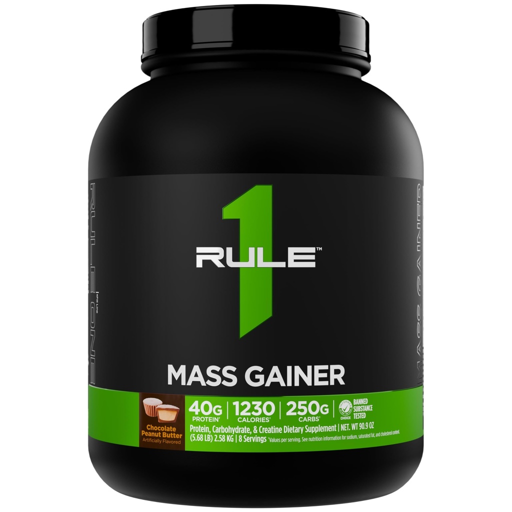 Regel 1 Mass Gainer - High-Calorie Weight Gain Formel med 1,220 + kalorier, 250g + Complex Carb Blend, 40g All-Whey Protein Per Servering (8 portioner, Chocolate Peanut Butter)