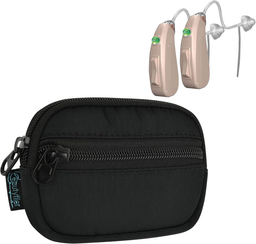 Beautyflier Hearing Aid Pouch, Hearing Aid Case Pocket Size, Hearing Amplifier Carrying Storage Bag, Cochlear Implant Accessories, Hearing Device Mini Wallet Purse (endast fall)