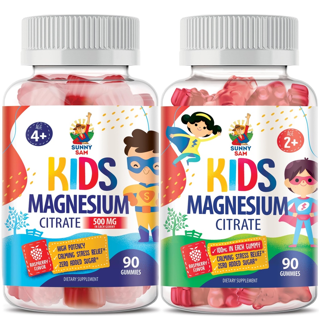 Sanny SAM Magnesium Gummies för barn & vuxna - Calm Magnesium Chews - Magnesium Citrate Chewable Supplement för Mood & Muscle Support