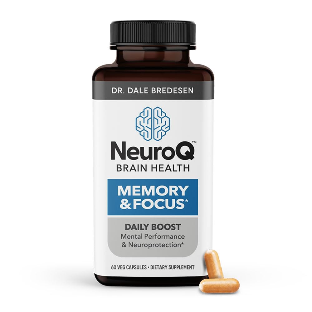NeuroQ Memory & Focus | Formulerad av Neurologist Dr. Dale Bredesen | Adresser Alla 4 orsaker till kognitiv nedgång | Ginkgo Biloba, Phosphatidylserine, Gotu Kola, Coffee Fruit, Turmeric & Propolis