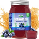 ACEYO (18 OZ) Irländska Sea Moss Gel Organic Raw Vegan Blueberry Flavor 102 Vitaminer och Minerals Wild Harvested Non-GMO Immune Defense Booster Thyroid Digestive Support