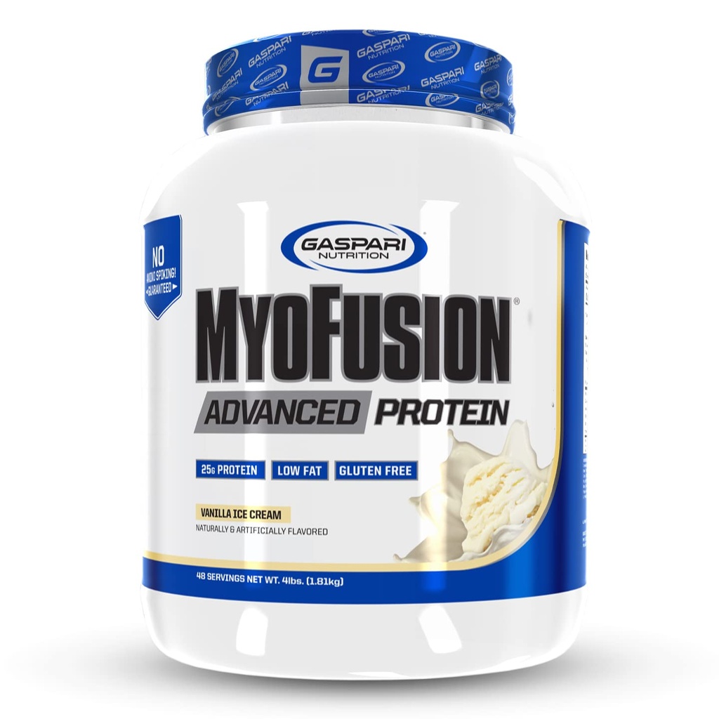 Gaspari Nutrition Myofusion Advanced Protein, Protein Blend med Whey Protein, Casein Protein och Isolate Protein, Low Fat och Gluten Free (4lbs, Vanilla Ice Cream)
